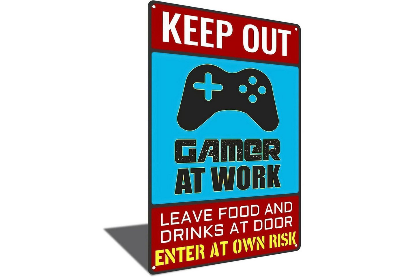 LuxusKollektion Dekohänger Schild Gamer Keep Out Wand Tür Dekoration Geschenk blau und rot von LuxusKollektion