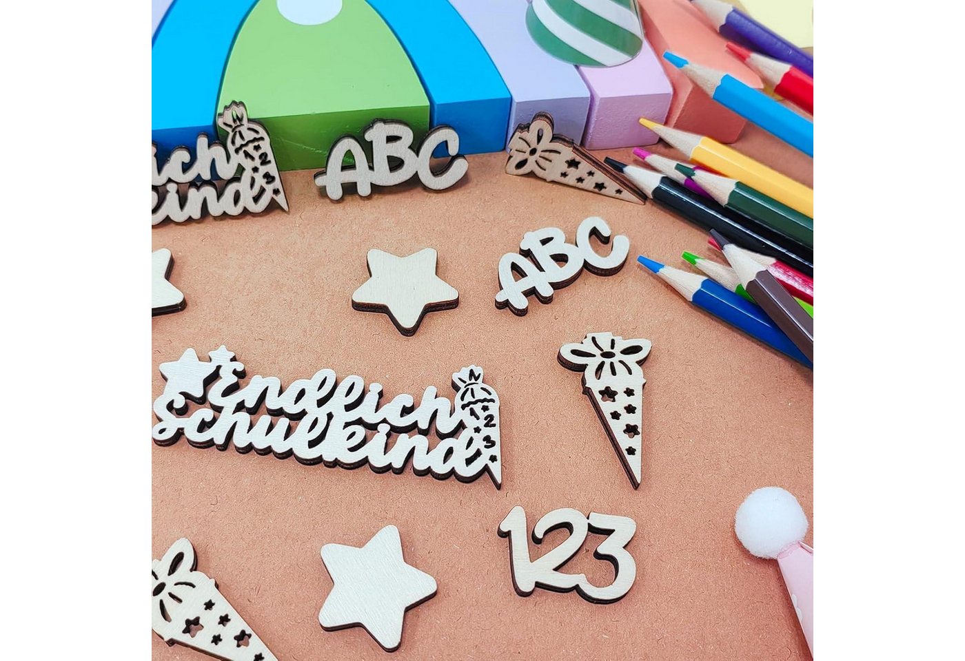 LuxusKollektion Dekohänger Schulkind Einschulung Holz Konfetti Tischdeko Mädchen Junge 2024 LuxusKollektion Dekohänger Schulkind Einschulung Holz Konfetti Tischdeko Mädchen Junge 2024 von LuxusKollektion