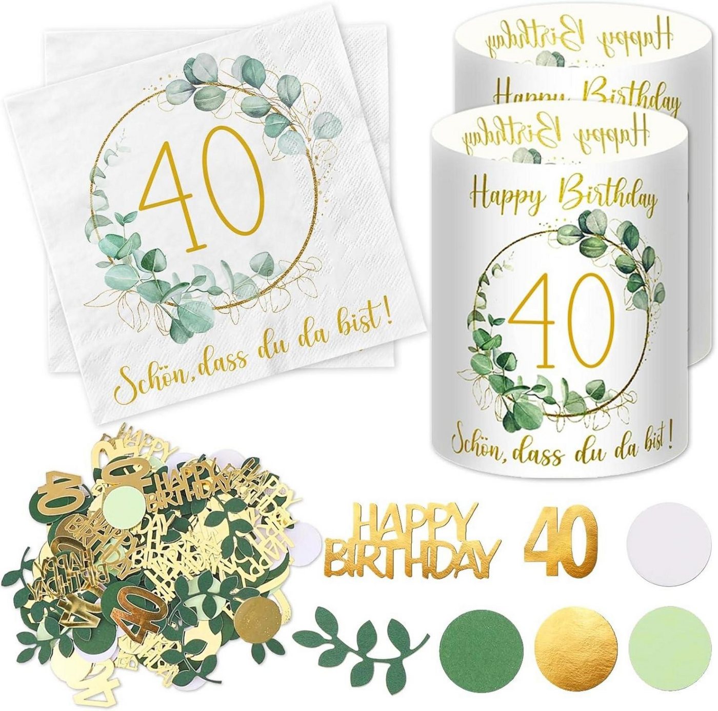 LuxusKollektion Dekohänger Servietten Windlicht Konfetti 40. Geburtstag Deko Grüne Eukalyptus LuxusKollektion Dekohänger Servietten Windlicht Konfetti 40. Geburtstag Deko Grüne Eukalyptus von LuxusKollektion