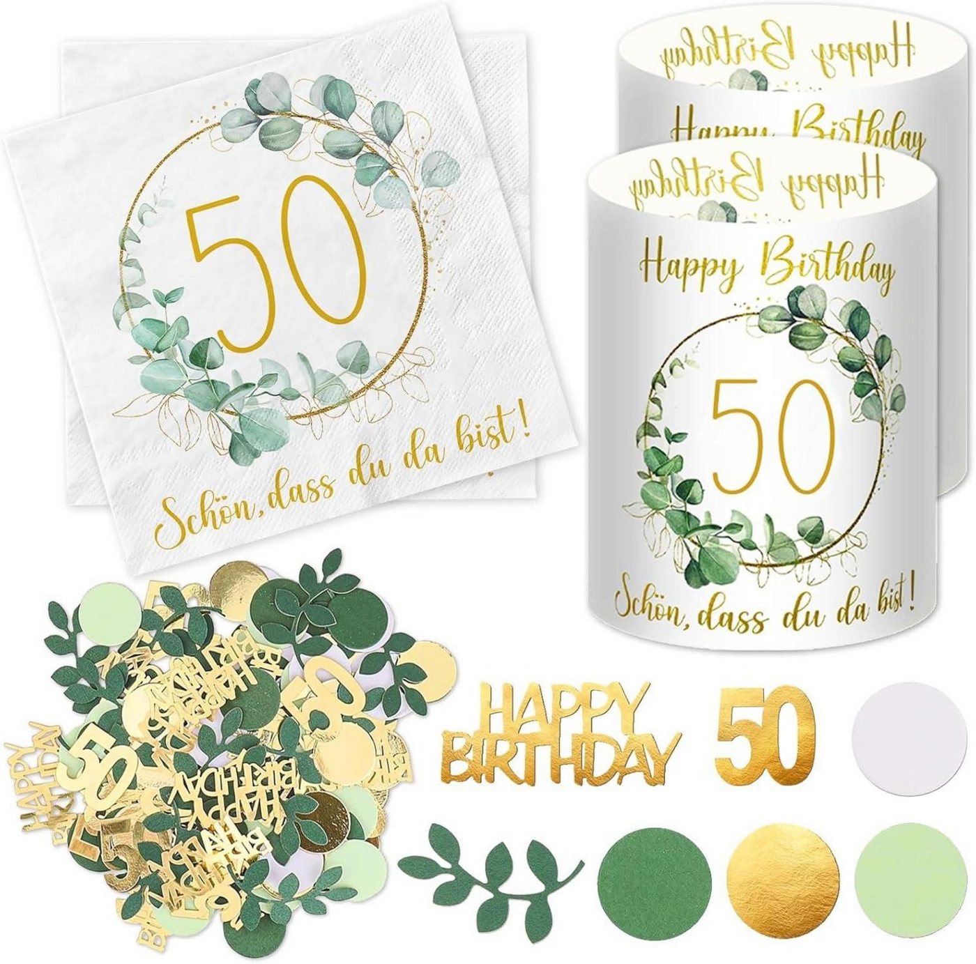 LuxusKollektion Dekohänger Servietten Windlicht Konfetti 50. Geburtstag Deko Eukalyptus LuxusKollektion Dekohänger Servietten Windlicht Konfetti 50. Geburtstag Deko Eukalyptus von LuxusKollektion