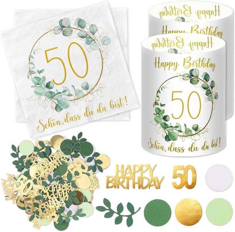 LuxusKollektion Dekohänger Servietten Windlicht Konfetti 50. Geburtstag Deko Eukalyptus von LuxusKollektion