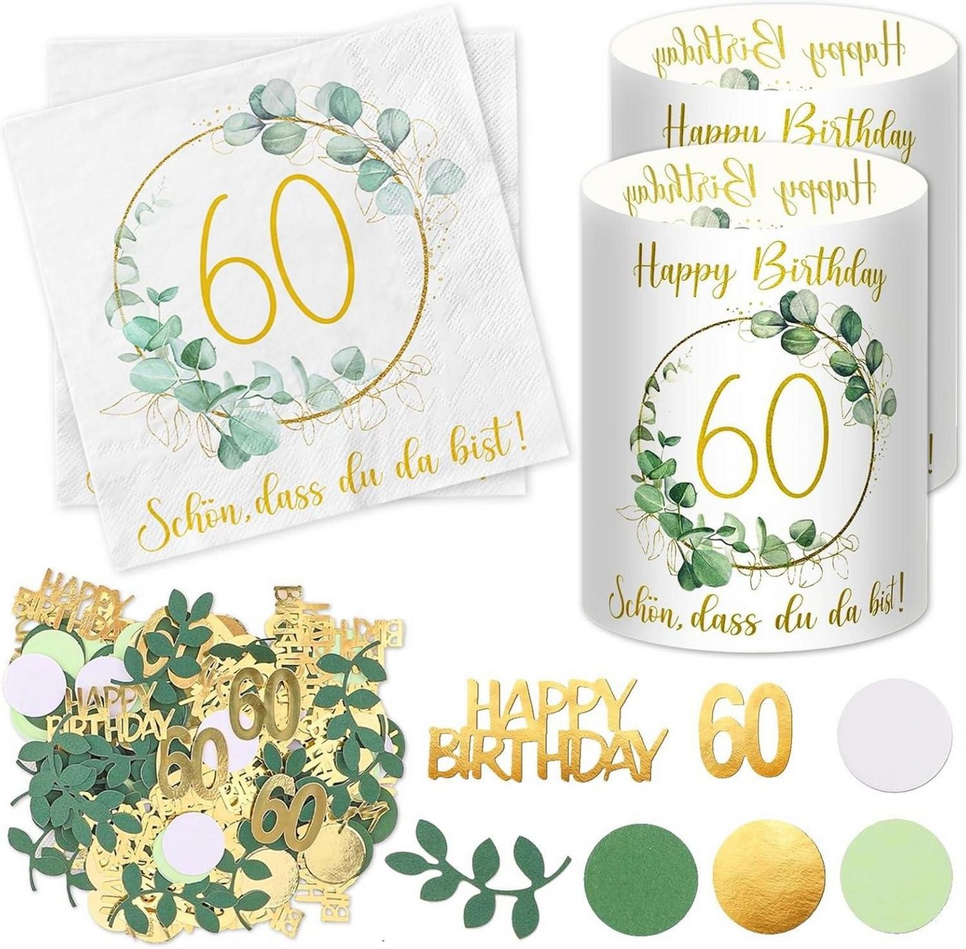 LuxusKollektion Dekohänger Servietten Windlicht Konfetti 60. Geburtstag Deko Grün Eukalyptus LuxusKollektion Dekohänger Servietten Windlicht Konfetti 60. Geburtstag Deko Grün Eukalyptus von LuxusKollektion