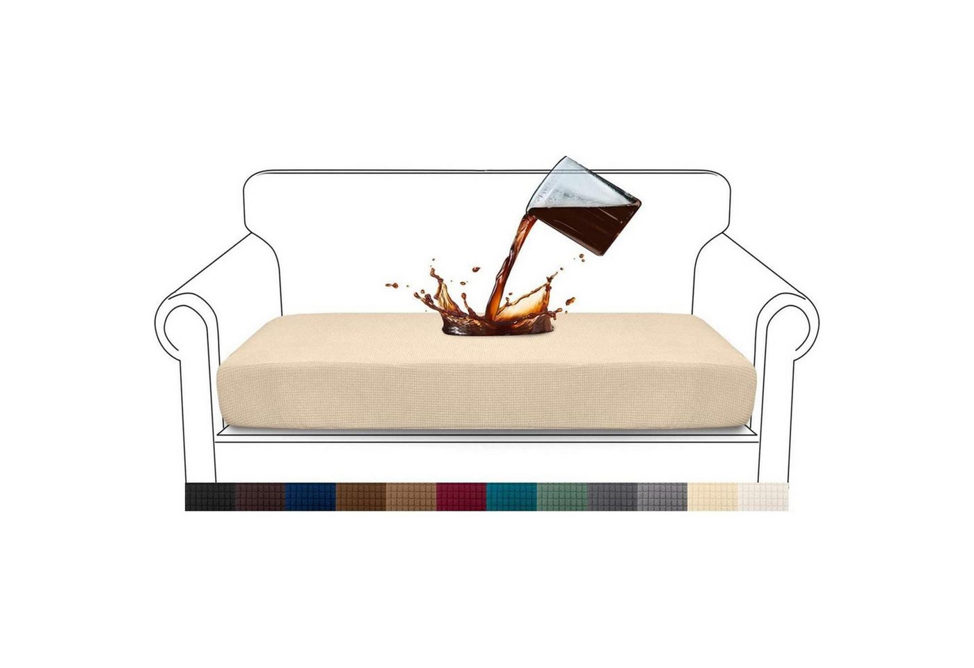 LuxusKollektion Dekohänger Sofasitzbezug wasserdicht Jacquard Stretch 2 Sitzer Beige LuxusKollektion Dekohänger Sofasitzbezug wasserdicht Jacquard Stretch 2 Sitzer Beige von LuxusKollektion