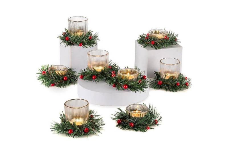 LuxusKollektion Dekohänger Teelichthalter Glas Weihnachtsdeko Weihnachtskranz Kerzenhalter von LuxusKollektion