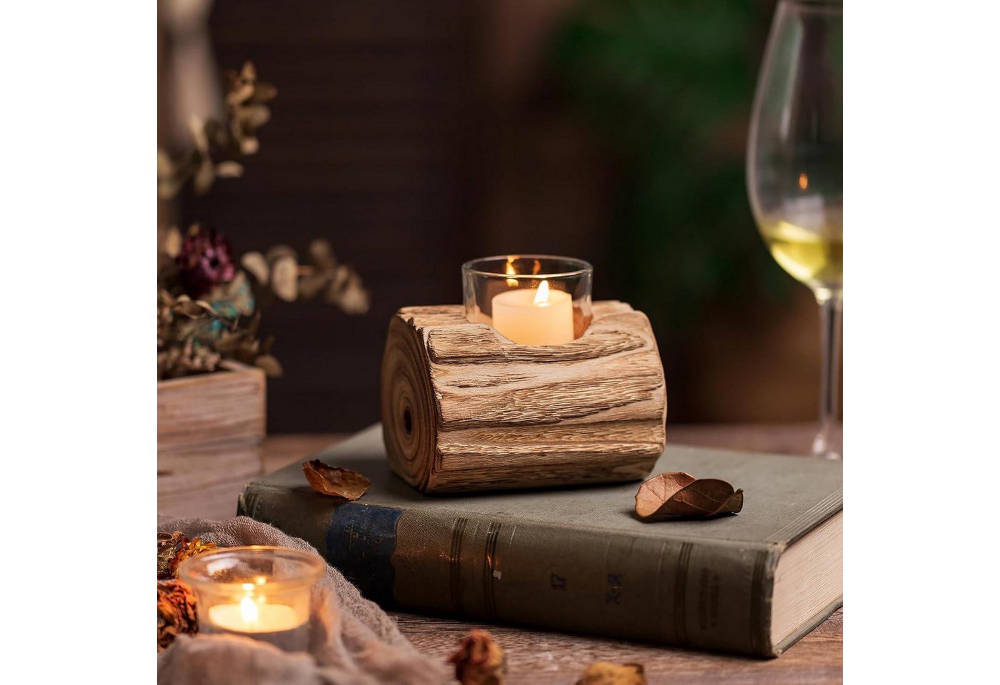 LuxusKollektion Dekohänger Teelichthalter Holz Herbst Deko Rustikale Kerzenständer Windlicht 11cm LuxusKollektion Dekohänger Teelichthalter Holz Herbst Deko Rustikale Kerzenständer Windlicht 11cm von LuxusKollektion