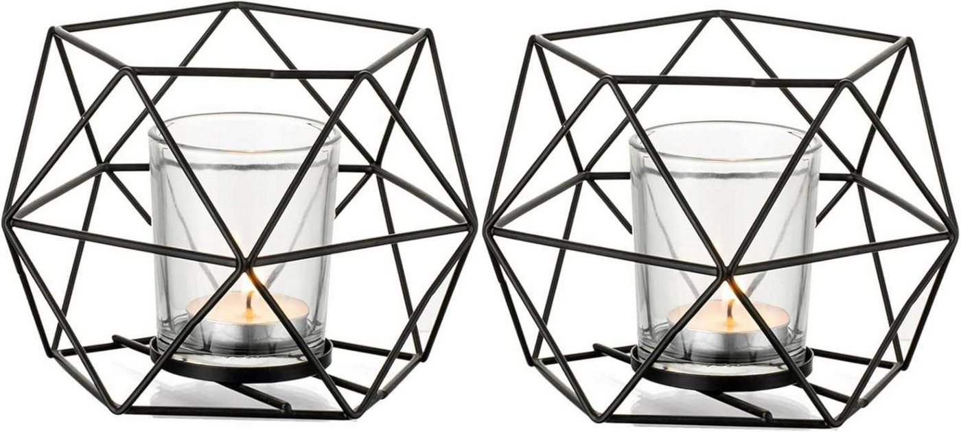 LuxusKollektion Dekohänger Teelichthalter Kerzenhalter Metall Schwarz Geometrisch 2er Set von LuxusKollektion
