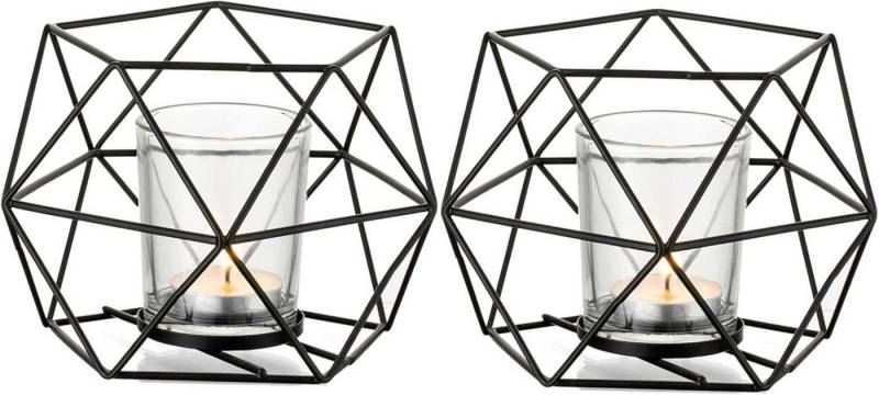 LuxusKollektion Dekohänger Teelichthalter Kerzenhalter Metall Schwarz Geometrisch 2er Set von LuxusKollektion