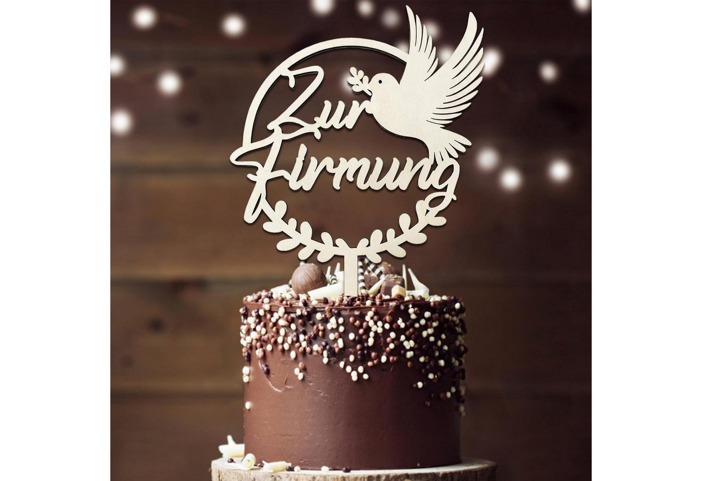LuxusKollektion Dekohänger Tortendeko Firmung Holz Topper Junge Mädchen Zur Firmung Cake Topper von LuxusKollektion