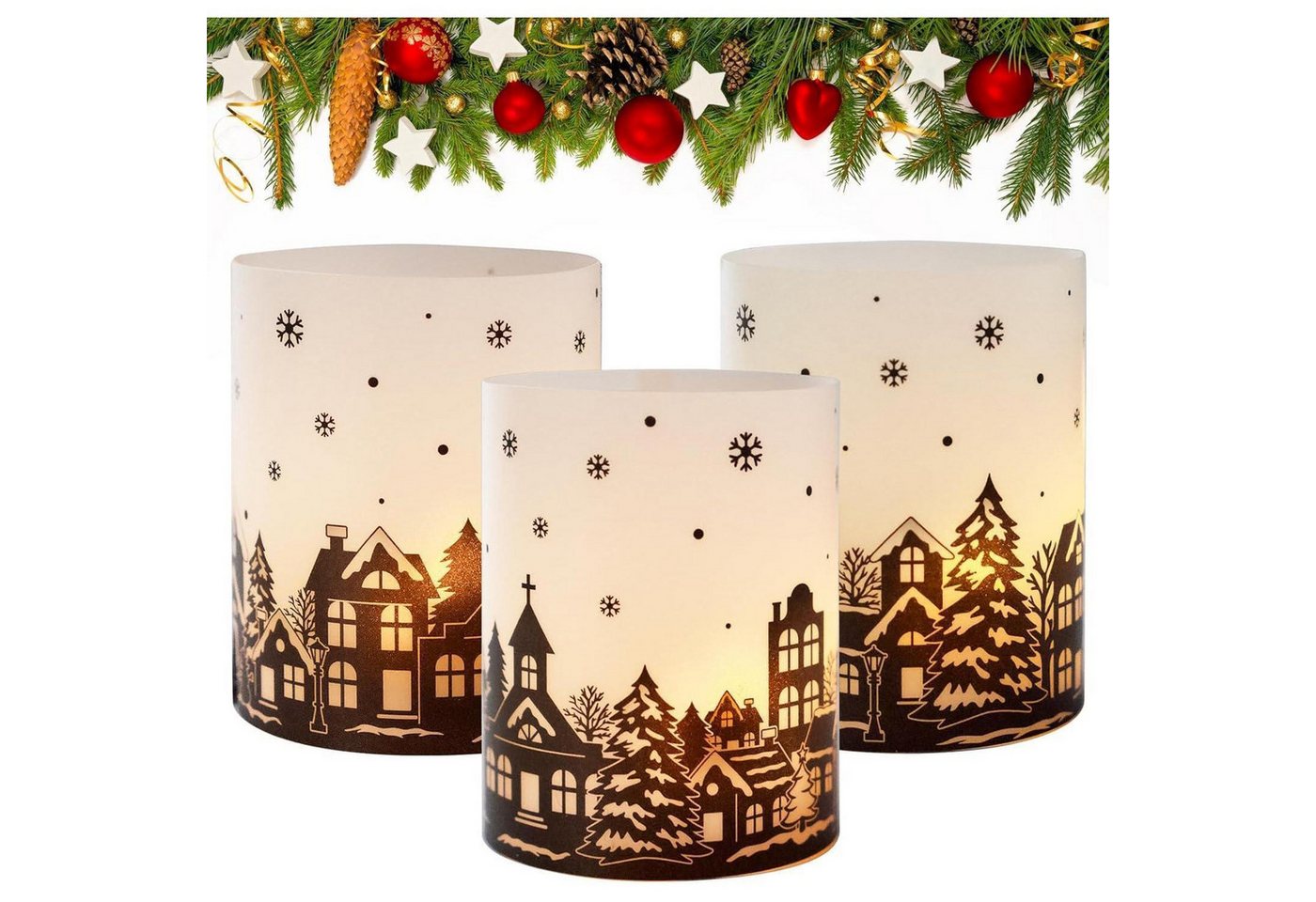 LuxusKollektion Dekohänger Windlicht 12er Teelichter Tischdeko Weihnachten 12 Weihnachtshaus-stil LuxusKollektion Dekohänger Windlicht 12er Teelichter Tischdeko Weihnachten 12 Weihnachtshaus-stil von LuxusKollektion