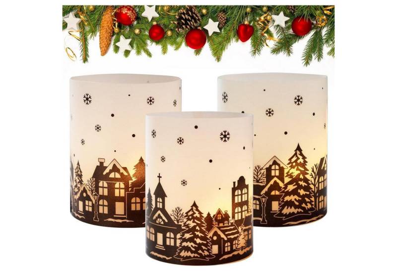 LuxusKollektion Dekohänger Windlicht 12er Teelichter Tischdeko Weihnachten 12 Weihnachtshaus-stil von LuxusKollektion