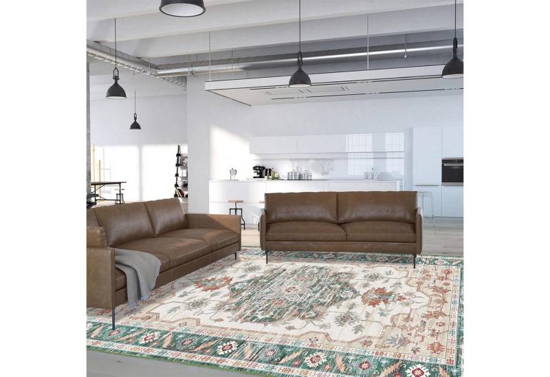LuxusKollektion Designteppich Teppich Kurzflor Vintage Rutschfest Grün 240 x 340 cm Rechteckig LuxusKollektion Designteppich Teppich Kurzflor Vintage Rutschfest Grün 240 x 340 cm Rechteckig von LuxusKollektion