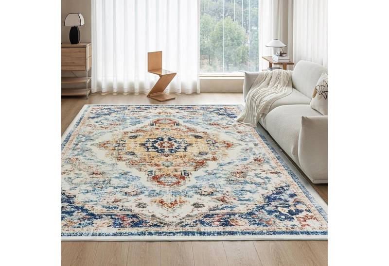 LuxusKollektion Designteppich Teppich Wohnzimmer Kurzflor Boho Waschbar Vintage Blau 200 x 290 cm LuxusKollektion Designteppich Teppich Wohnzimmer Kurzflor Boho Waschbar Vintage Blau 200 x 290 cm von LuxusKollektion