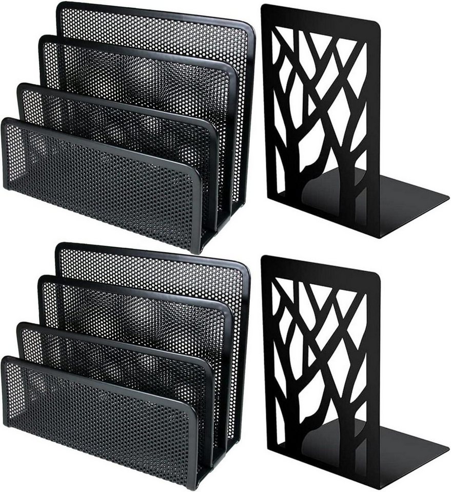 LuxusKollektion Dokumentenhalter Schreibtisch Organizer 2er Set Briefständer Metall schwarz 3 Fächer von LuxusKollektion