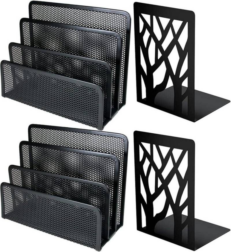 LuxusKollektion Dokumentenhalter Schreibtisch Organizer 2er Set Briefständer Metall schwarz 3 Fächer von LuxusKollektion