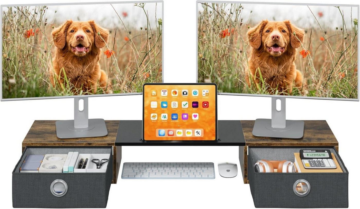 LuxusKollektion Doppelschreibtisch Monitorständer Schublade 2 Monitore 92cm Holz TV PC Ständer Riser LuxusKollektion Doppelschreibtisch Monitorständer Schublade 2 Monitore 92cm Holz TV PC Ständer Riser von LuxusKollektion