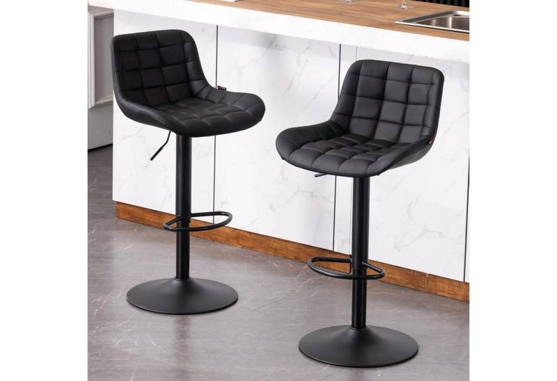 LuxusKollektion Drehstuhl Barhocker 2er Set Schwarz Höhenverstellbar mit Lehne und Weichem von LuxusKollektion