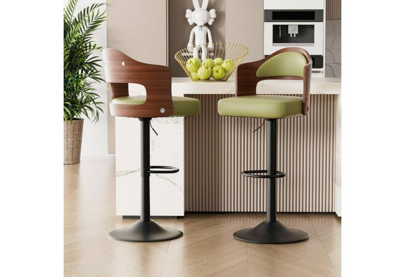 LuxusKollektion Drehstuhl Barhocker Barstuhl Drehstuhl Armlehnen Fußstütze Nussbaum 2er Set Grün LuxusKollektion Drehstuhl Barhocker Barstuhl Drehstuhl Armlehnen Fußstütze Nussbaum 2er Set Grün von LuxusKollektion