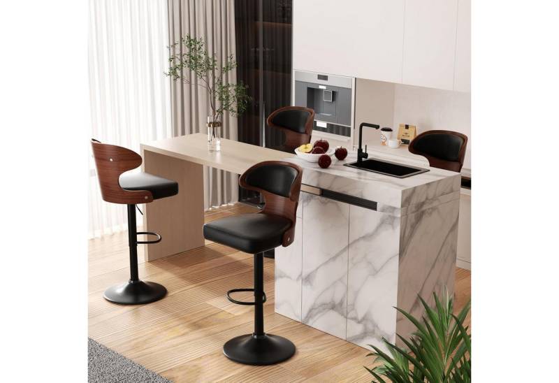 LuxusKollektion Drehstuhl Barhocker Barstuhl Tresenhocker 4er Set Schwarz Nussbaumholz LuxusKollektion Drehstuhl Barhocker Barstuhl Tresenhocker 4er Set Schwarz Nussbaumholz von LuxusKollektion