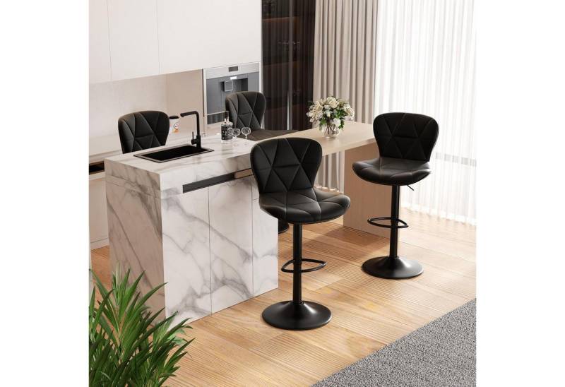 LuxusKollektion Drehstuhl Barhocker Höhenverstellbar Rückenlehne Kunstleder 4er Set Schwarz LuxusKollektion Drehstuhl Barhocker Höhenverstellbar Rückenlehne Kunstleder 4er Set Schwarz von LuxusKollektion