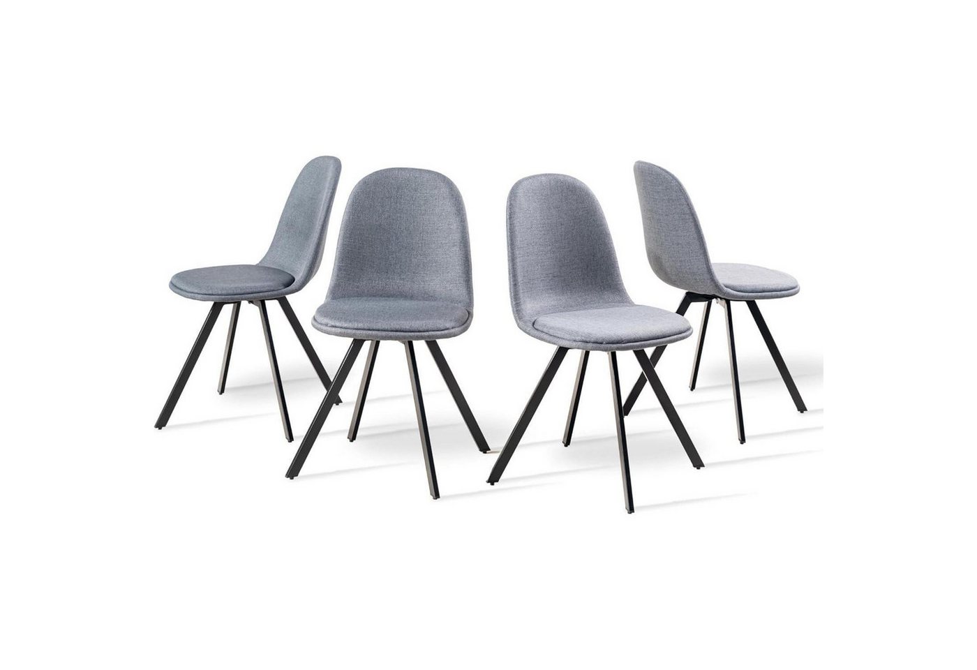 LuxusKollektion Drehstuhl Esszimmerstühle Drehstuhl Stoff 4 Stück Grau-drehgelenk Skandinavisch von LuxusKollektion