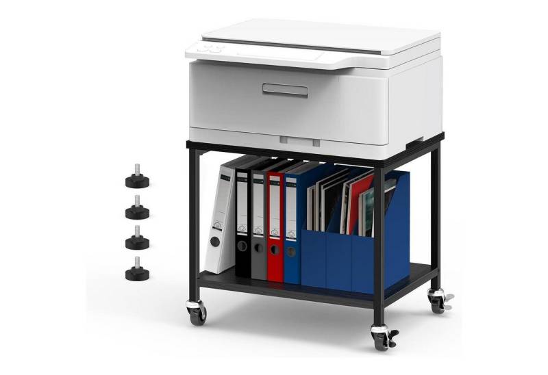 LuxusKollektion Druckertisch Druckerständer 2 Stufig Rollen Holz Schreibtisch Regal Büro Schwarz von LuxusKollektion