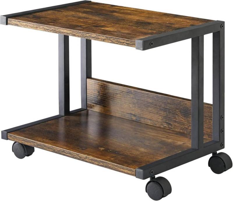 LuxusKollektion Druckertisch Unter-Desk Druckerständer mit 2 Etagen & 4 Rollen in Rustikalem Braun von LuxusKollektion