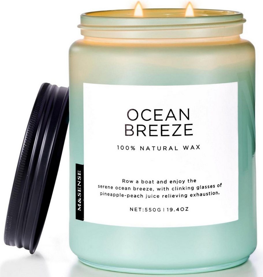 M&SENSE Duftkerze Duftkerze Meeresbrise 550g 110h Brenndauer Glas 2 Docht Ananas Mango M&SENSE Duftkerze Duftkerze Meeresbrise 550g 110h Brenndauer Glas 2 Docht Ananas Mango von M&SENSE