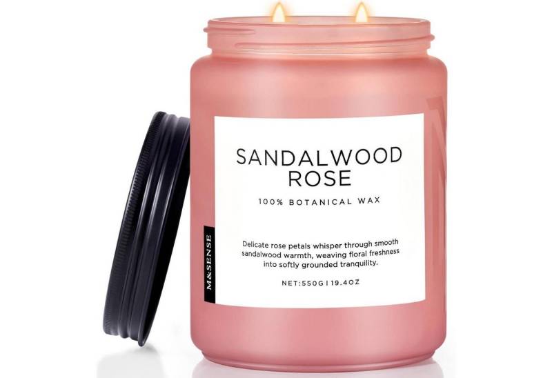 LuxusKollektion Duftkerze Duftkerze Sandelholz Rose 550g 110h Sojawachs 2 Sandelholzrose 550g von LuxusKollektion