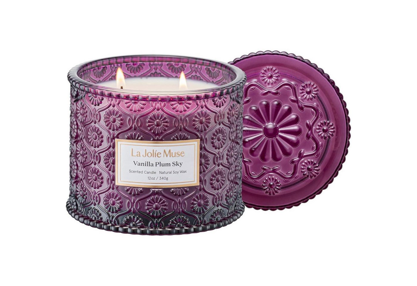 LuxusKollektion Duftkerze Duftkerze Sojakerze 2 Docht 340 g Geschenk Zuhause Aroma Vanilla Plum LuxusKollektion Duftkerze Duftkerze Sojakerze 2 Docht 340 g Geschenk Zuhause Aroma Vanilla Plum von LuxusKollektion