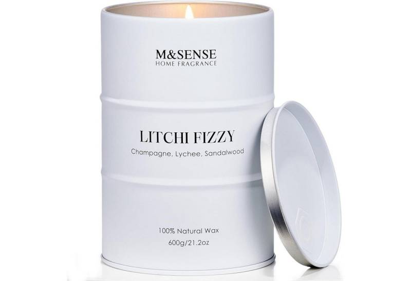 LuxusKollektion Duftkerze Duftkerze Sojakerze Aromatherapie Heimdeko 600g Litschi Fizzy von LuxusKollektion