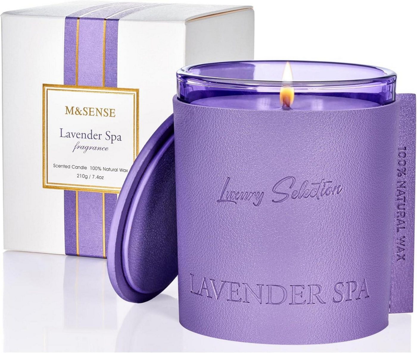 M&SENSE Duftkerze Duftkerze im Leder eingewickelt Lavender Spa Geschenkbox 50Std. - 210g M&SENSE Duftkerze Duftkerze im Leder eingewickelt Lavender Spa Geschenkbox 50Std. - 210g von M&SENSE