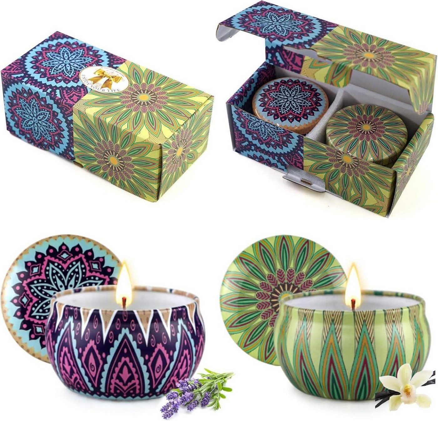 LuxusKollektion Duftkerze Duftkerzen Geschenkset für Frauen 2x70g Lavendel Vanille Sojawachs LuxusKollektion Duftkerze Duftkerzen Geschenkset für Frauen 2x70g Lavendel Vanille Sojawachs von LuxusKollektion