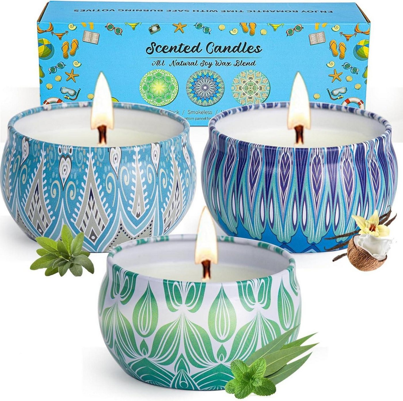 LuxusKollektion Duftkerze Duftkerzen Geschenkset für Frauen 3er Pack Sojawachs Aromatherapie LuxusKollektion Duftkerze Duftkerzen Geschenkset für Frauen 3er Pack Sojawachs Aromatherapie von LuxusKollektion