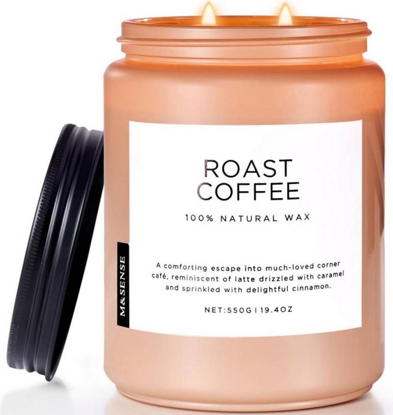 M&SENSE Duftkerze Duftkerzen Kaffee 2 Docht Jar Kerze 550g 110 Stunden Brenndauer von M&SENSE