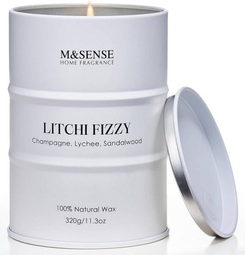 M&SENSE Duftkerze Duftkerzen Litchi Fizzy 320g Natürliche Sojakerze 70 Stunden von M&SENSE