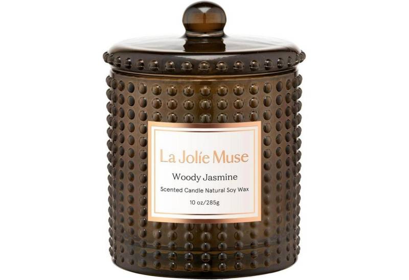 LuxusKollektion Duftkerze Duftkerzen Sojawachs Holz Jasmin 75 Stunden Geschenk Jasminblüte von LuxusKollektion