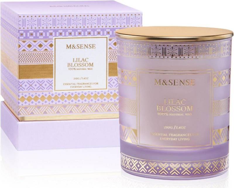 M&SENSE Duftkerze Fliederblüte Sojakerzen für Zuhause duftend 210g Aromatherapie Kerze von M&SENSE