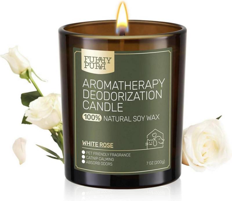 furrypurr Duftkerze Handgemachte Duftkerze in Glas für Hunde Katzen 200g, Sojawachs Weiße von furrypurr