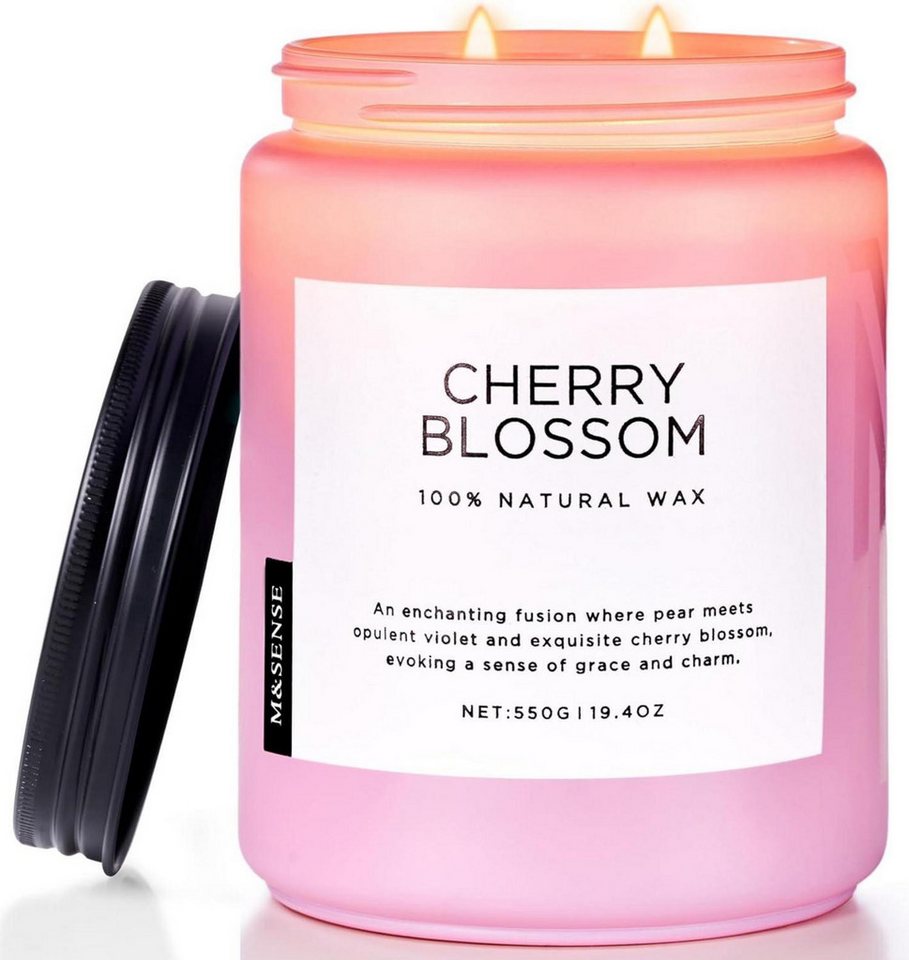 M&SENSE Duftkerze Kirschblüte Duftkerze im Glas 550g Natürlich Aromatherapie 110h M&SENSE Duftkerze Kirschblüte Duftkerze im Glas 550g Natürlich Aromatherapie 110h von M&SENSE