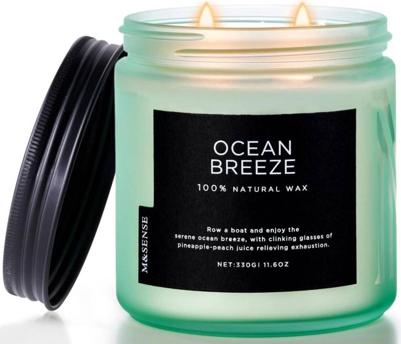 M&SENSE Duftkerze Meerbrise Duftkerze Ananas-Mango 2-Docht Soja 70h 330g von M&SENSE