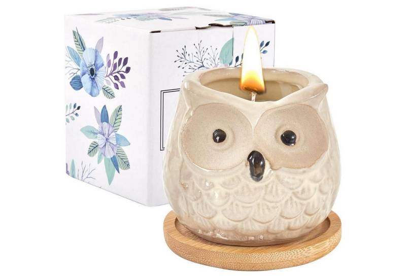 Kinforse Duftkerze Orangen Duftkerze in Eulen Form Duftkerzen Geschenkset 100% Sojawachs von Kinforse