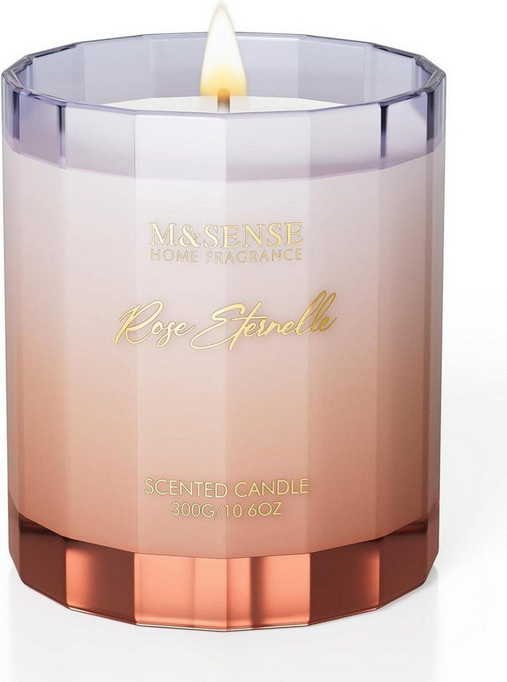 M&SENSE Duftkerze Rose Duftkerze 300g Lange Brenndauer Aromatherapie Luxuskerze von M&SENSE