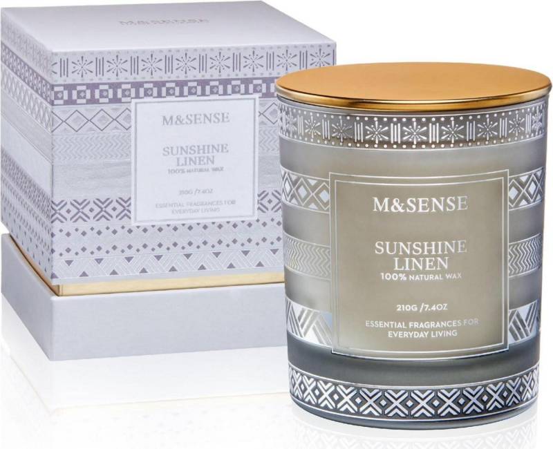 M&SENSE Duftkerze Scented Linen Candles 210g - Natural Soy Wax Home Decor von M&SENSE