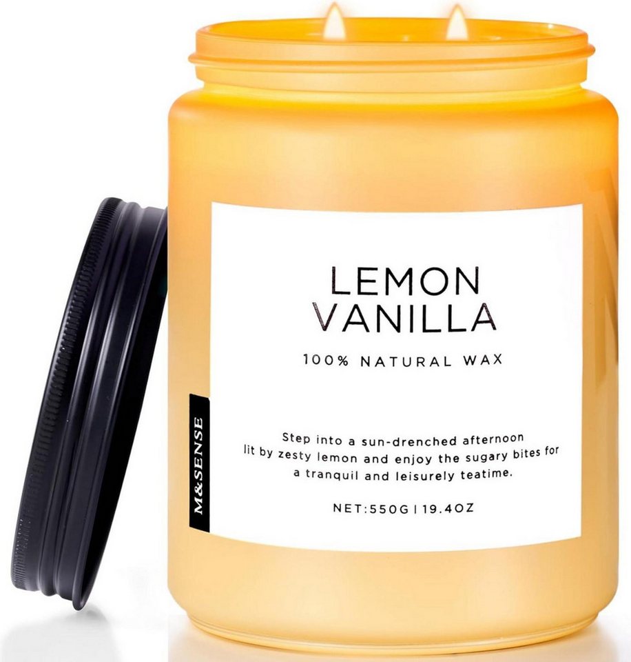 M&SENSE Duftkerze Zitronen-Vanille Duftkerzen 550g 2-Docht Soja-Kerzen im Glas M&SENSE Duftkerze Zitronen-Vanille Duftkerzen 550g 2-Docht Soja-Kerzen im Glas von M&SENSE