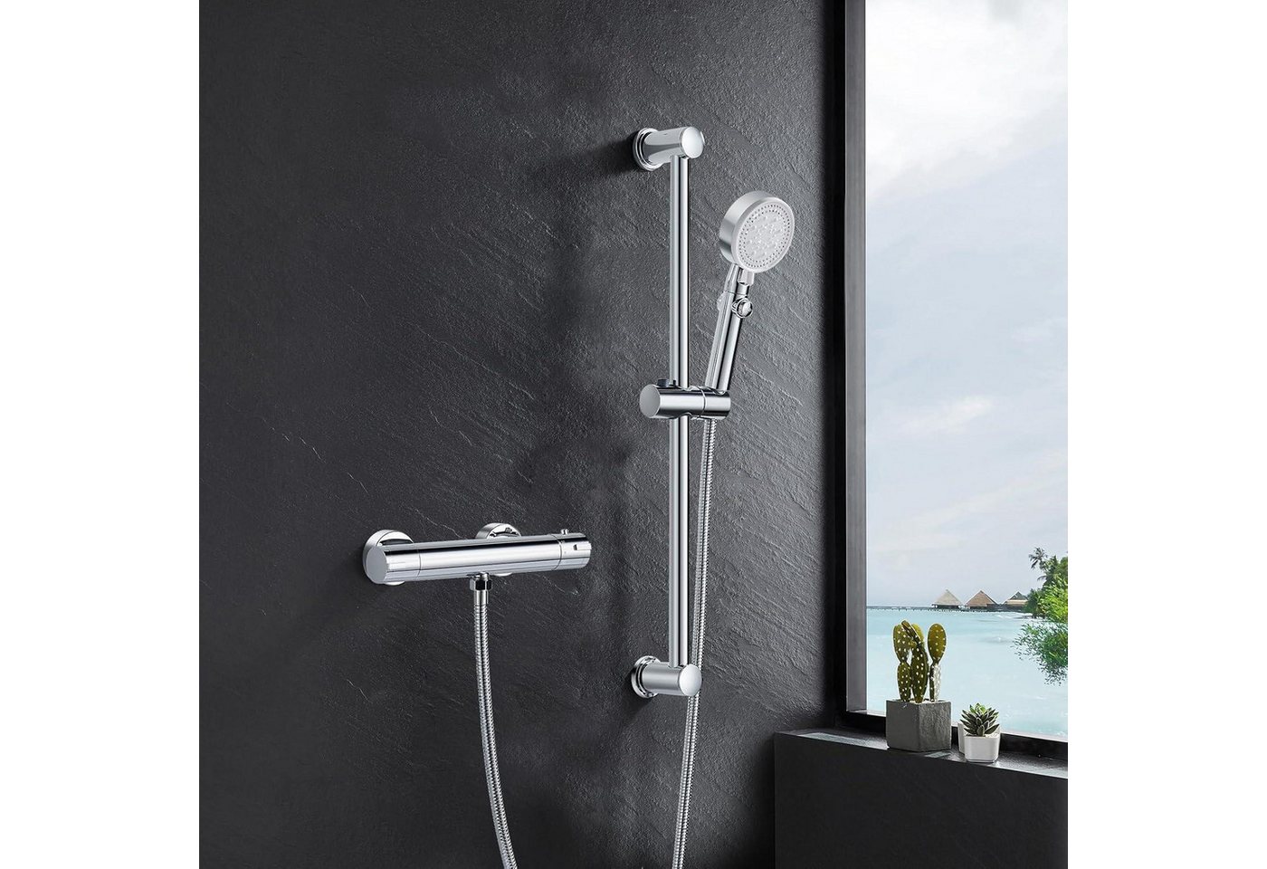 LuxusKollektion Duscharmatur Duscharmatur Thermostat Edelstahl Dusche 5 Strahlarten Handbrause 1,5m LuxusKollektion Duscharmatur Duscharmatur Thermostat Edelstahl Dusche 5 Strahlarten Handbrause 1,5m von LuxusKollektion