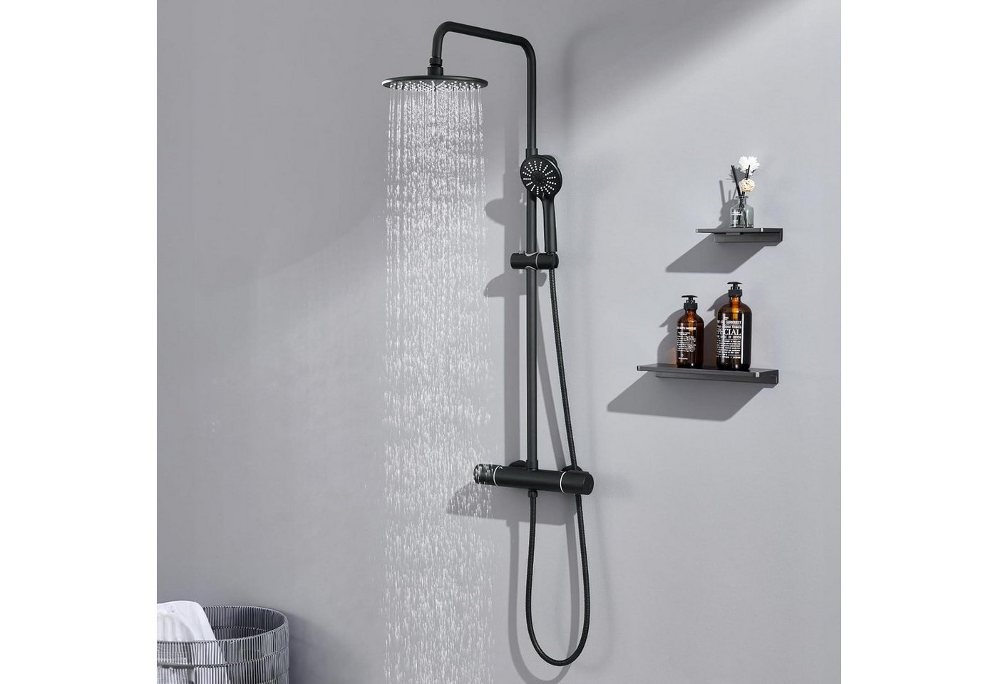 LuxusKollektion Duscharmatur Duschsystem Thermostat Schwarz Höhenverstellbar Regendusche Edelstahl LuxusKollektion Duscharmatur Duschsystem Thermostat Schwarz Höhenverstellbar Regendusche Edelstahl von LuxusKollektion