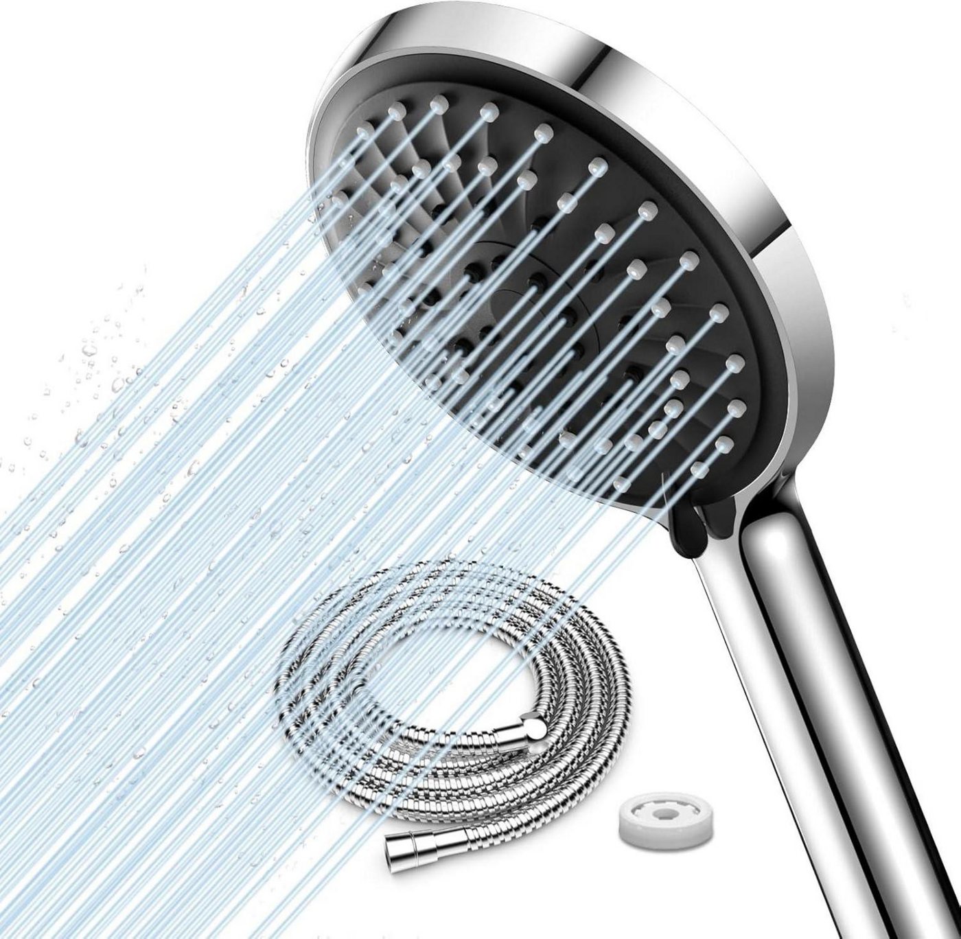 LuxusKollektion Duschbrause Chrom Duschkopf mit 2M Flexibler Schlauch, 9.5L/min Wassersparer, ABS LuxusKollektion Duschbrause Chrom Duschkopf mit 2M Flexibler Schlauch, 9.5L/min Wassersparer, ABS von LuxusKollektion