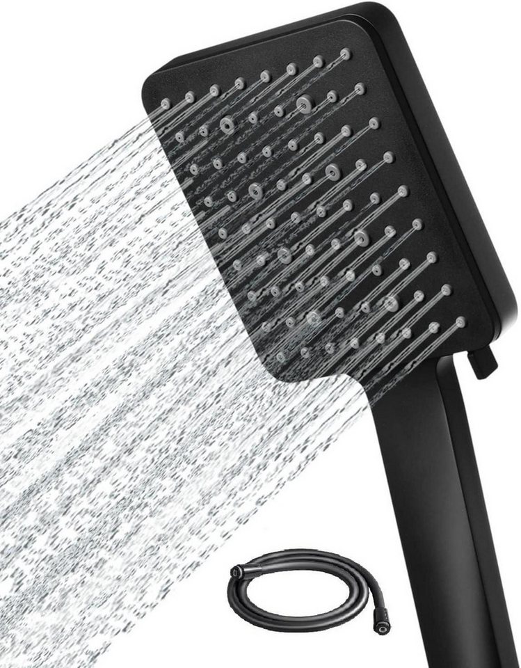 LuxusKollektion Duschbrause Duschbrause mit Schlauch Schwarz 6 Strahlarten Massage Regendusche von LuxusKollektion