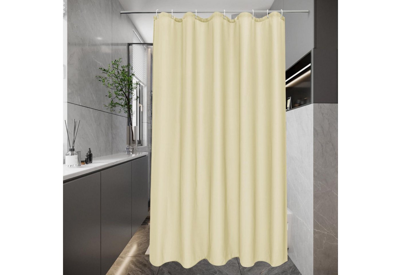 LuxusKollektion Duschvorhang Duschvorhang 100x200 Stoff waschbar Beige H200 x B100 cm (1er Pack) von LuxusKollektion