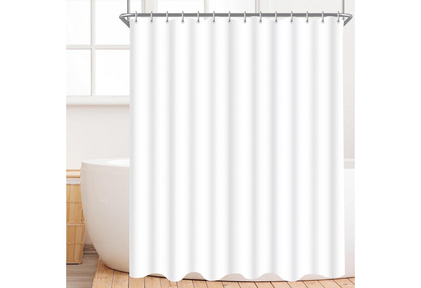 LuxusKollektion Duschvorhang Duschvorhang 100x200cm Reinweiß H200 x B100 cm (1er Pack) von LuxusKollektion